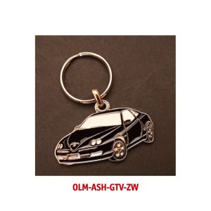 OLM-ASH-GTV-ZW Metalen Alfa 916 GTV sleutelhanger, kleur zwart